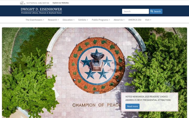 Screenshot of eisenhowerlibrary.gov