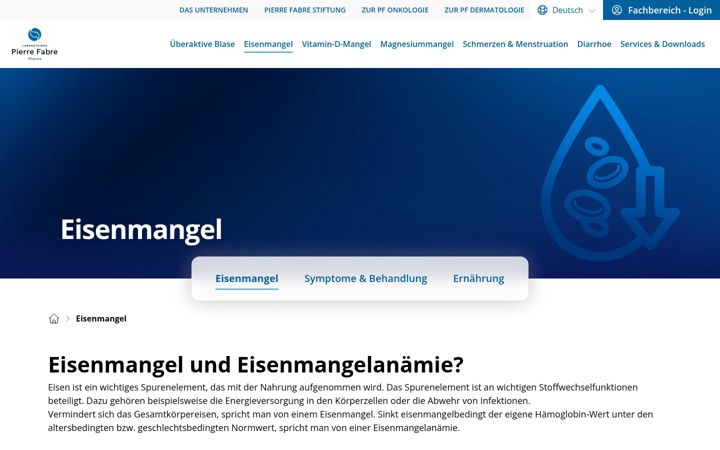 Screenshot von eisenmangel-hilfe.ch