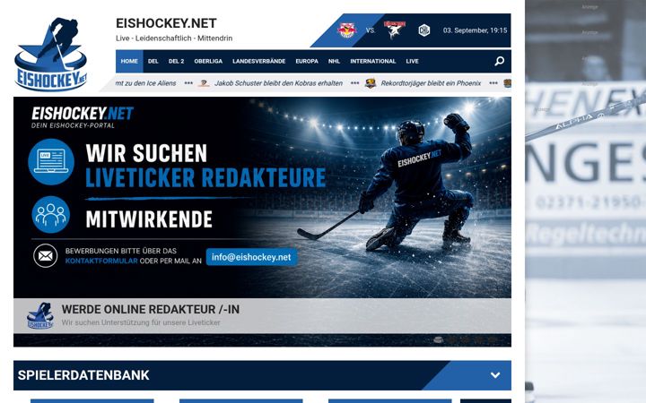 Screenshot ta' eishockey.net