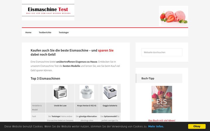 Kuvakaappaus sivustosta eismaschine-tests.de