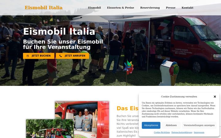 Kuvakaappaus sivustosta eismobil-italia.de