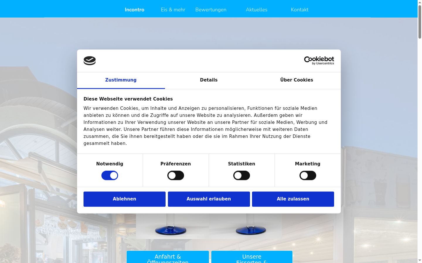 Sutikimo reklamjuostės, rodytos prieš bet kokią sąveiką, ekrano kopija