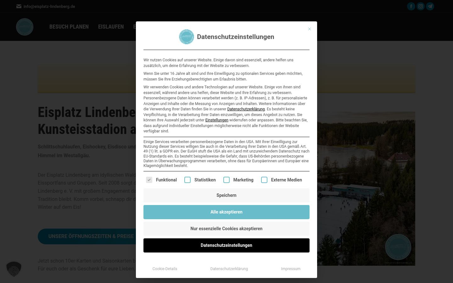 Skärmbild av samtyckesbannern som visades före någon interaktion