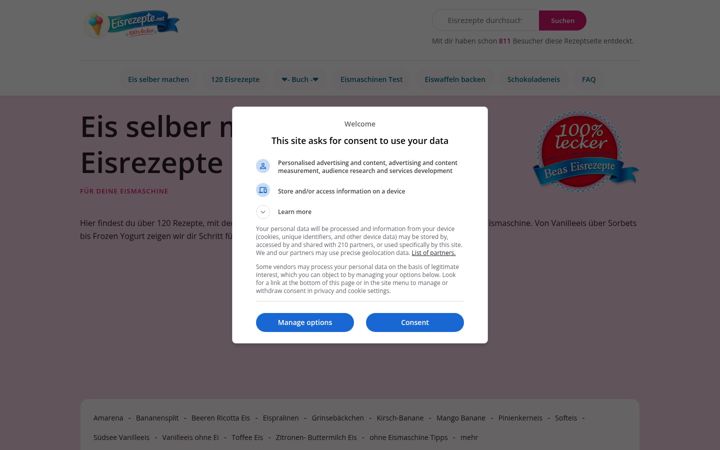 Screenshot ta' eisrezepte.net