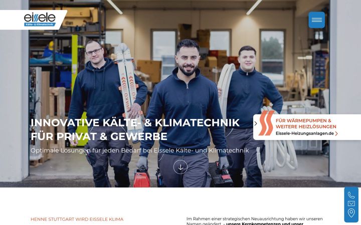 Kuvakaappaus sivustosta eissele-klima.de