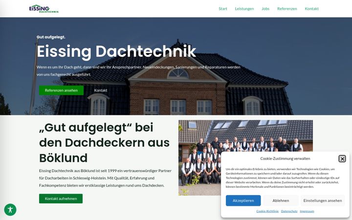Kuvakaappaus sivustosta eissing-dachtechnik.de