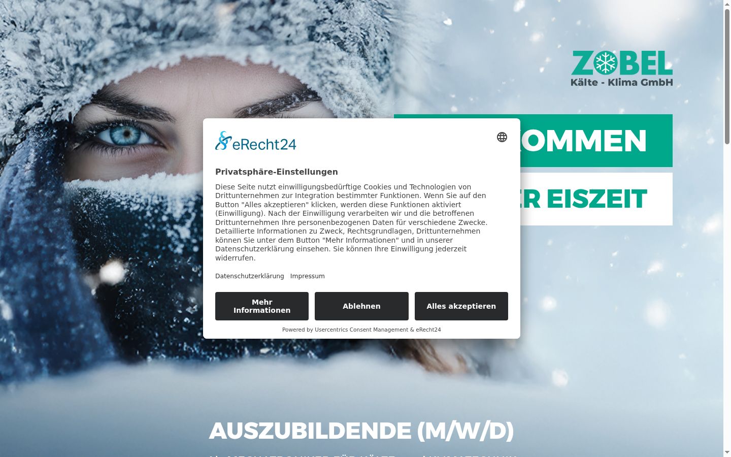 Screenshot van de toestemmingsbanner zoals getoond vóór enige interactie