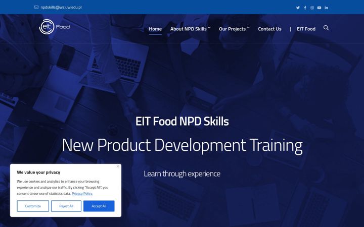Screenshot of eitfoodnpdskills.eu