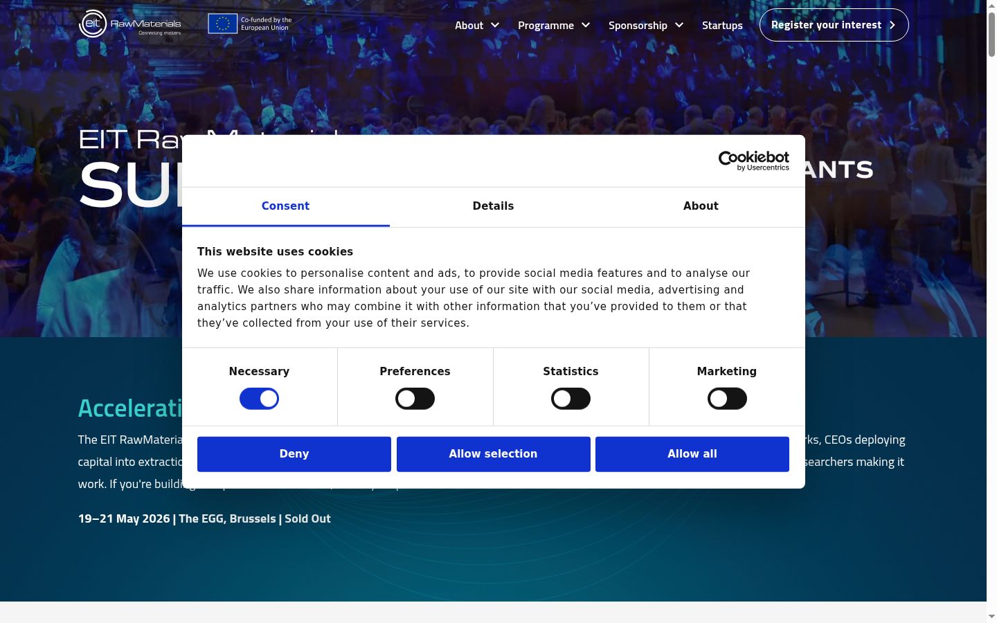 Screenshot of the consent banner shown before any interaction