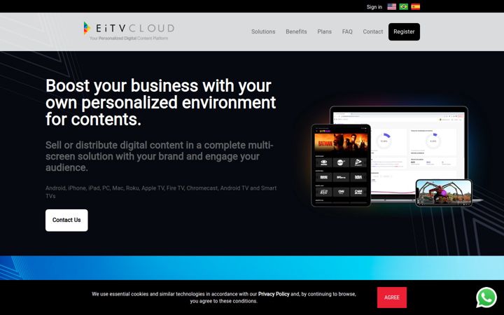 Kuvakaappaus sivustosta eitvcloud.com