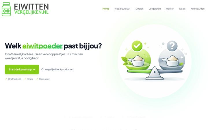 Ekrānuzņēmums no eiwittenvergelijken.nl