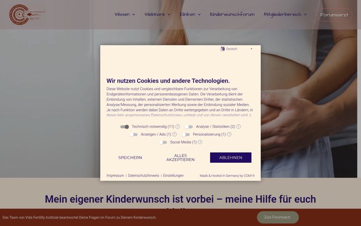 Screenshot van eizellspende.de