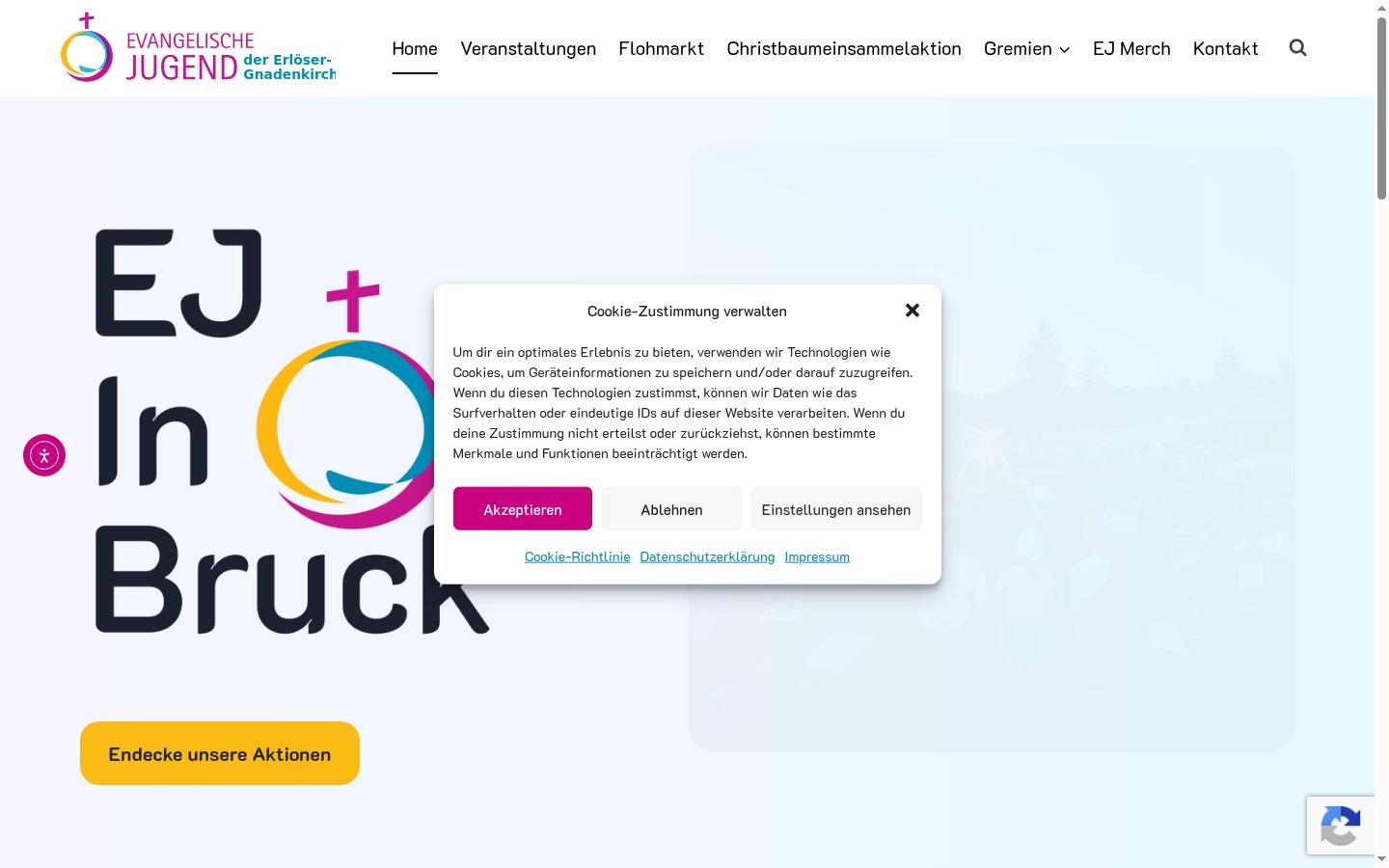 Captura de ecrã do banner de consentimento apresentado antes de qualquer interação