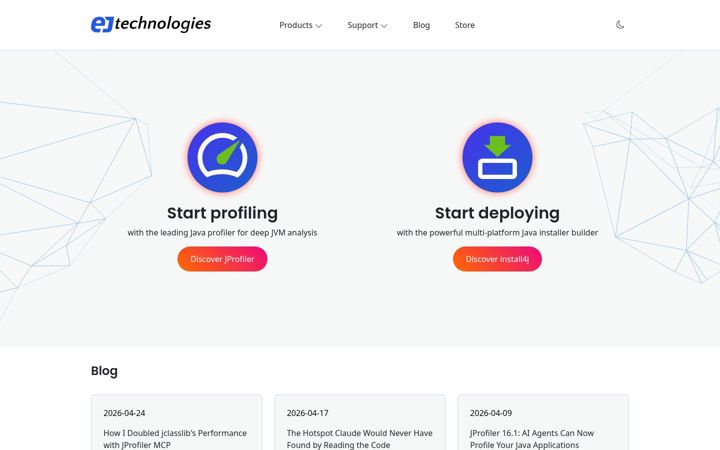 Screenshot of ej-technologies.com