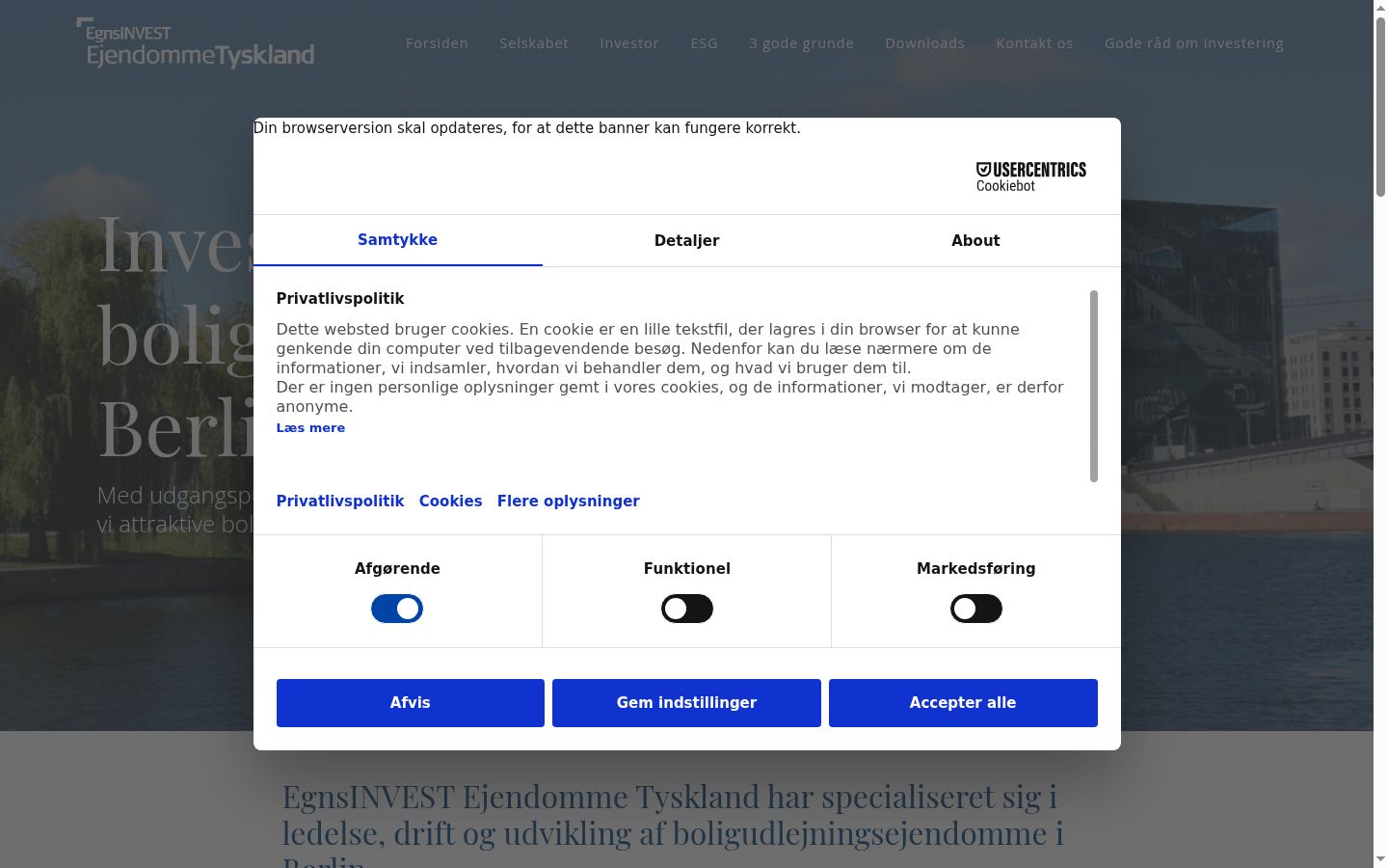 Screenshot tal-banner tal-kunsens muri qabel kwalunkwe interazzjoni