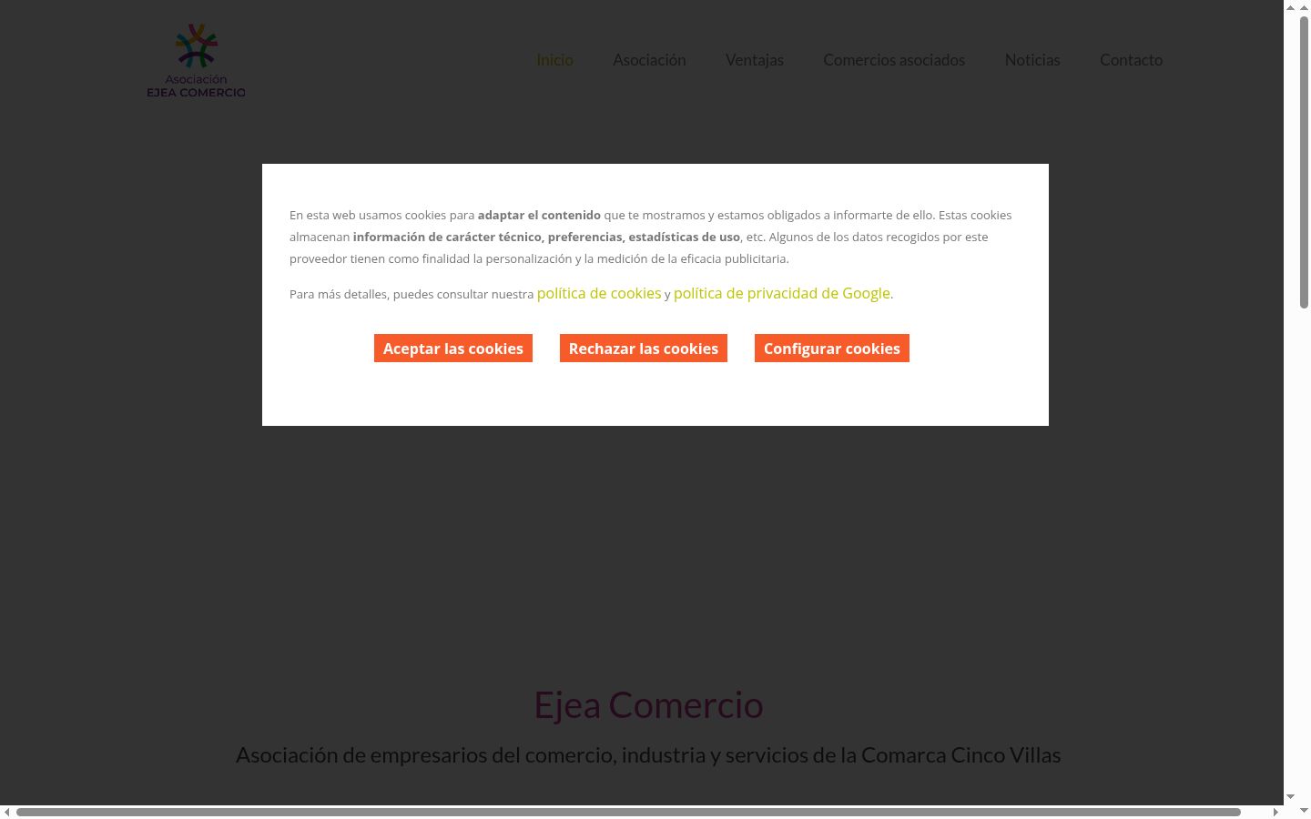 Screenshot del banner di consenso mostrato prima di qualsiasi interazione
