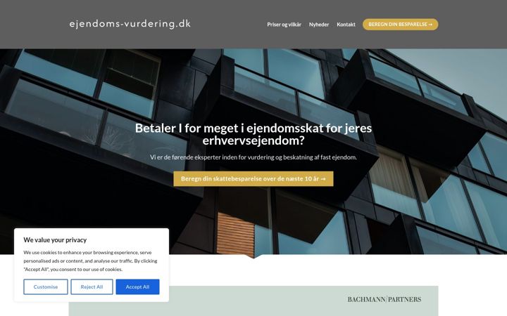 Snímek obrazovky ejendoms-vurdering.dk