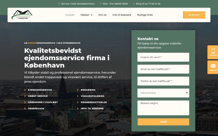 Ekraanipilt saidist ejendomsservice-eksperten.dk