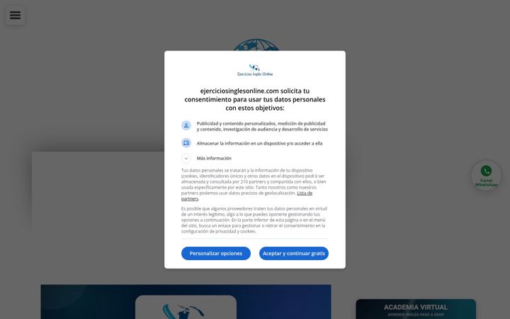Screenshot of ejerciciosinglesonline.com