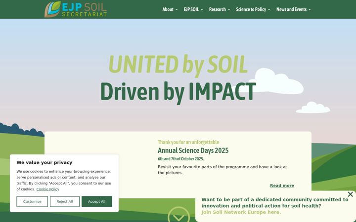 Screenshot of ejpsoil.eu