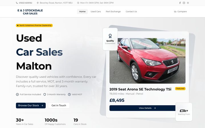 Zrzut ekranu ejstockdalecars.co.uk