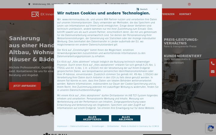 Screenshot of ek-innenausbau.berlin