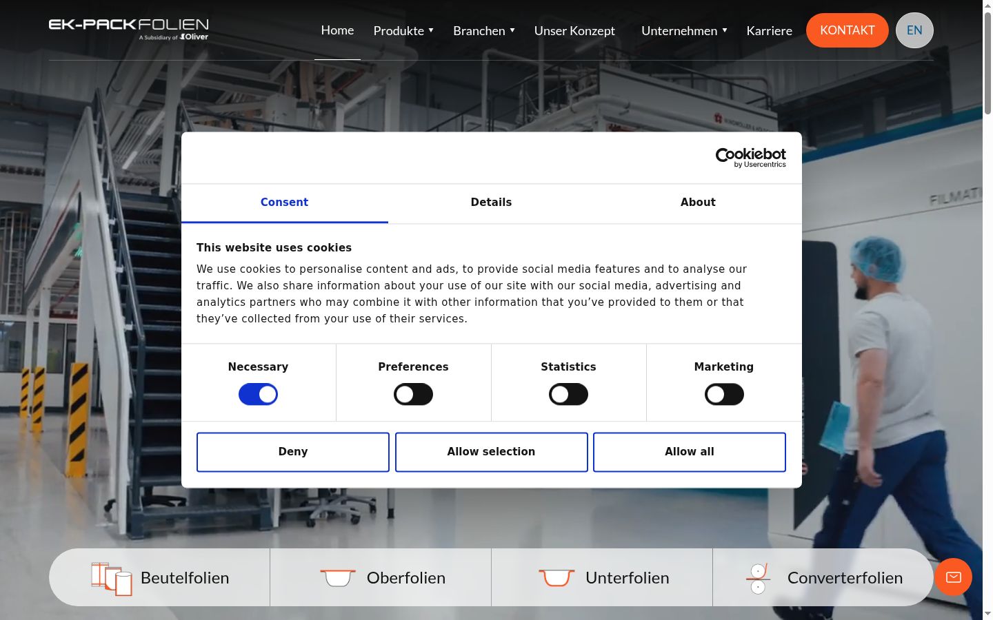 Screenshot of the consent banner shown before any interaction