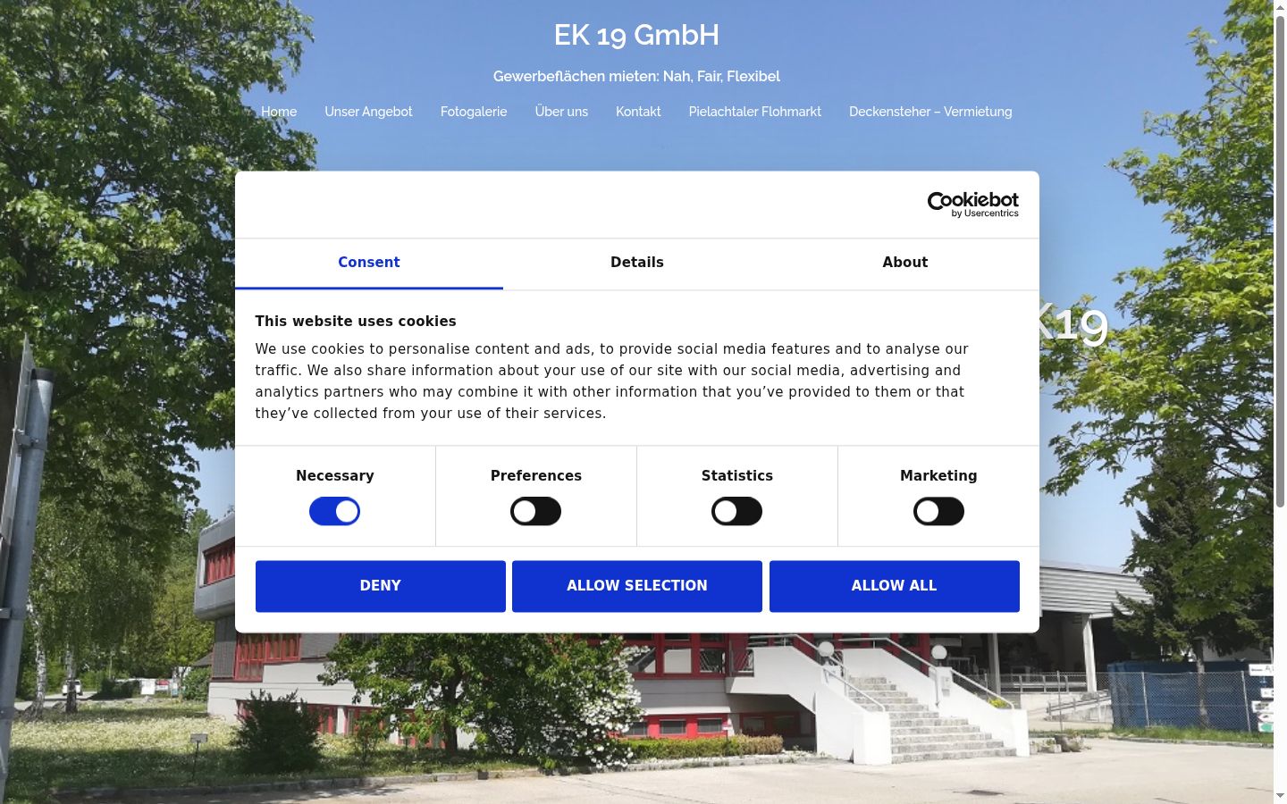 Screenshot of the consent banner shown before any interaction