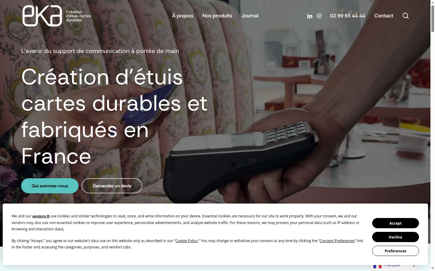 Capture d'écran de la bannière de consentement affichée avant toute interaction