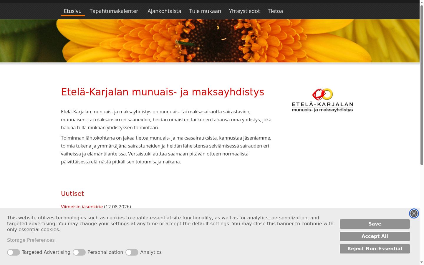 Captura de pantalla del banner de consentimiento mostrado antes de cualquier interacción