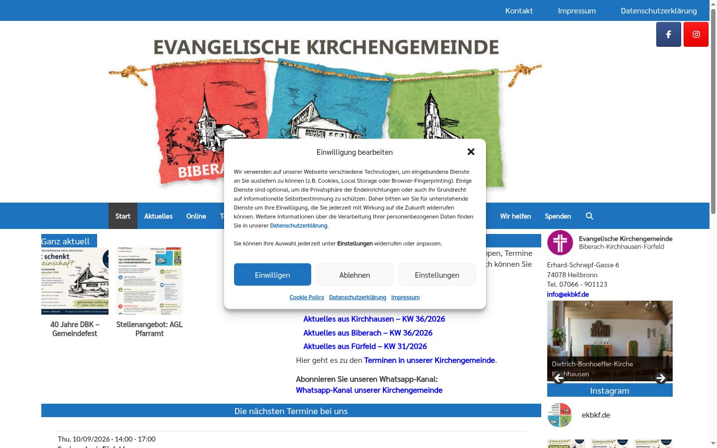 Screenshot del banner di consenso mostrato prima di qualsiasi interazione
