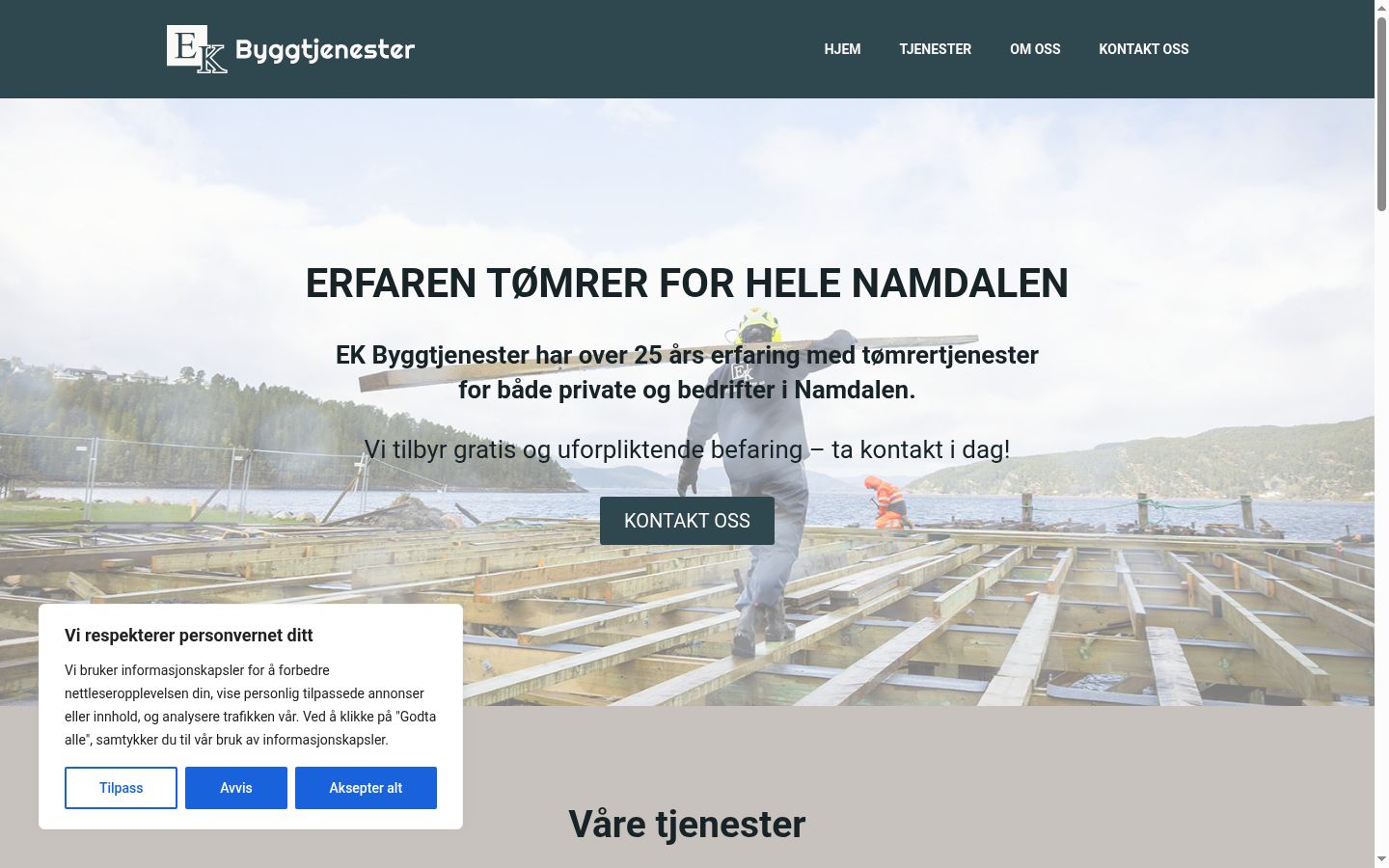 Skjermbilde av samtykkebanneret slik det vises før noen interaksjon