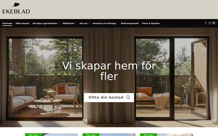 Skjermbilde av ekebladbostad.se