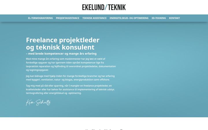 Screenshot stránky ekelund-teknik.dk