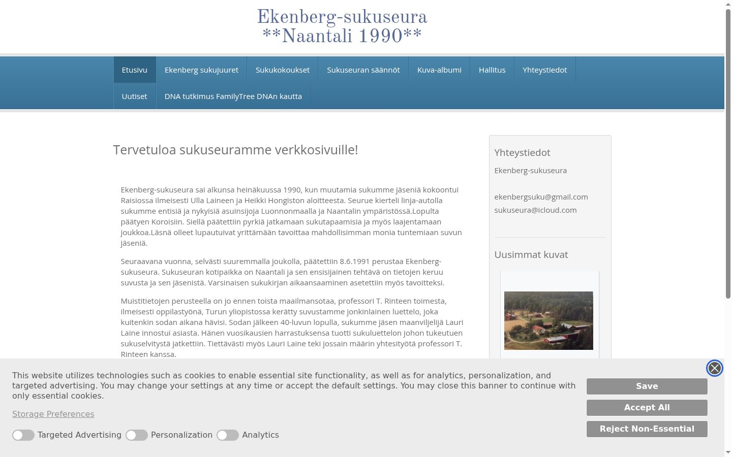 Ekrānuzņēmums ar piekrišanas baneri, kas tika rādīts pirms jebkādas mijiedarbības