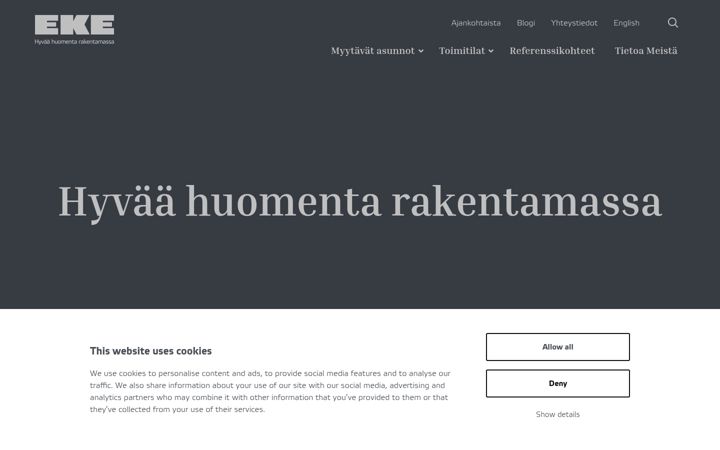 Екранна снимка на ekerakennus.fi