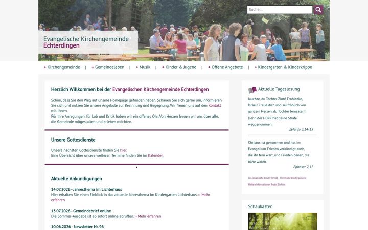 Kuvakaappaus sivustosta ekg-echterdingen.de