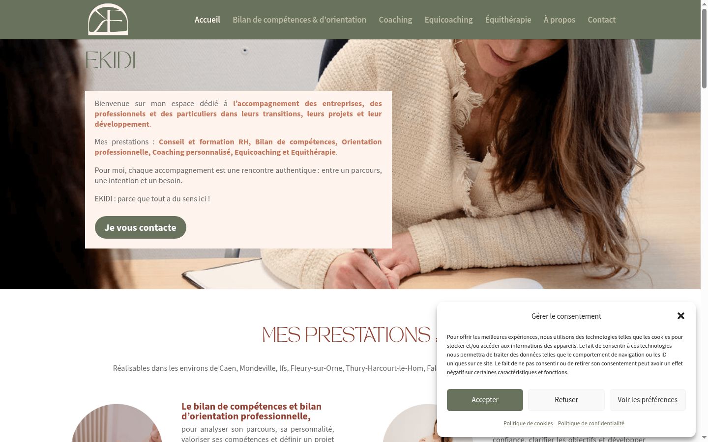 Capture d'écran de la bannière de consentement affichée avant toute interaction