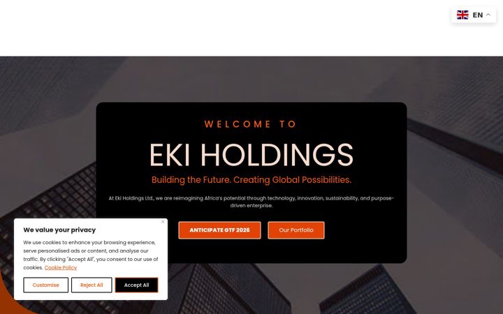 Snímek obrazovky ekiholdings.org