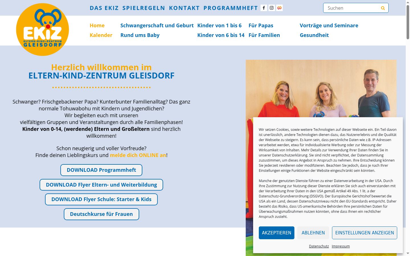 Screenshot des Einwilligungsbanners vor jeglicher Interaktion