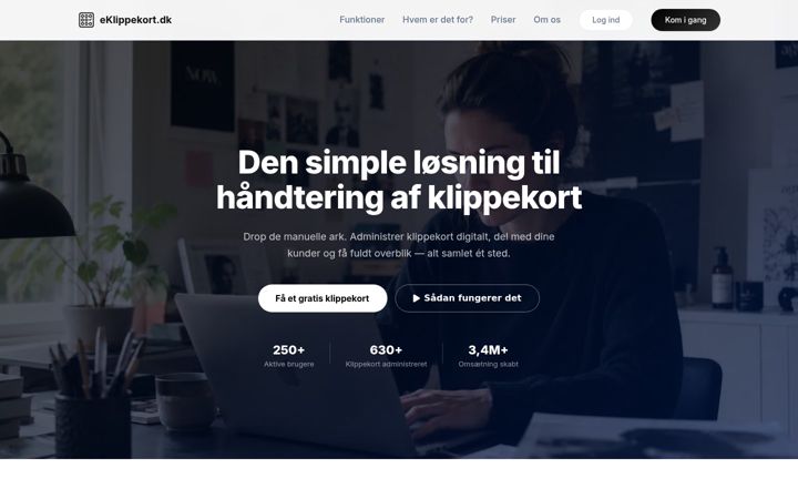 Screenshot stránky eklippekort.dk