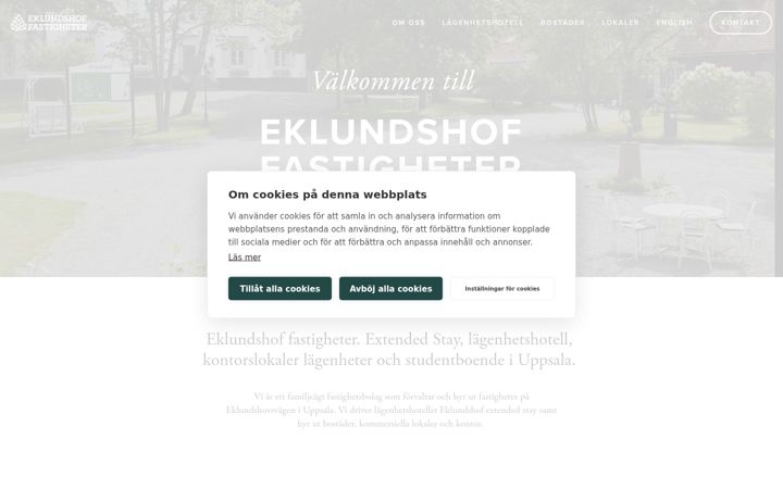 Skjermbilde av eklundshoffastigheter.se