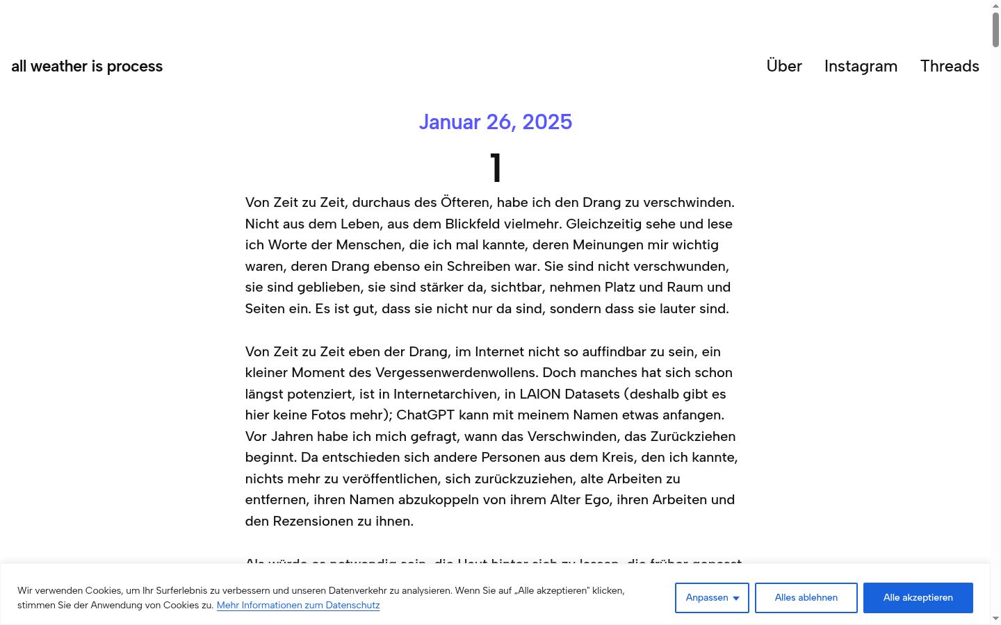 Screenshot of the consent banner shown before any interaction