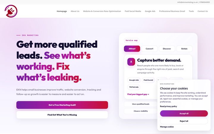 Ekrānuzņēmums no eknmarketing.co.uk