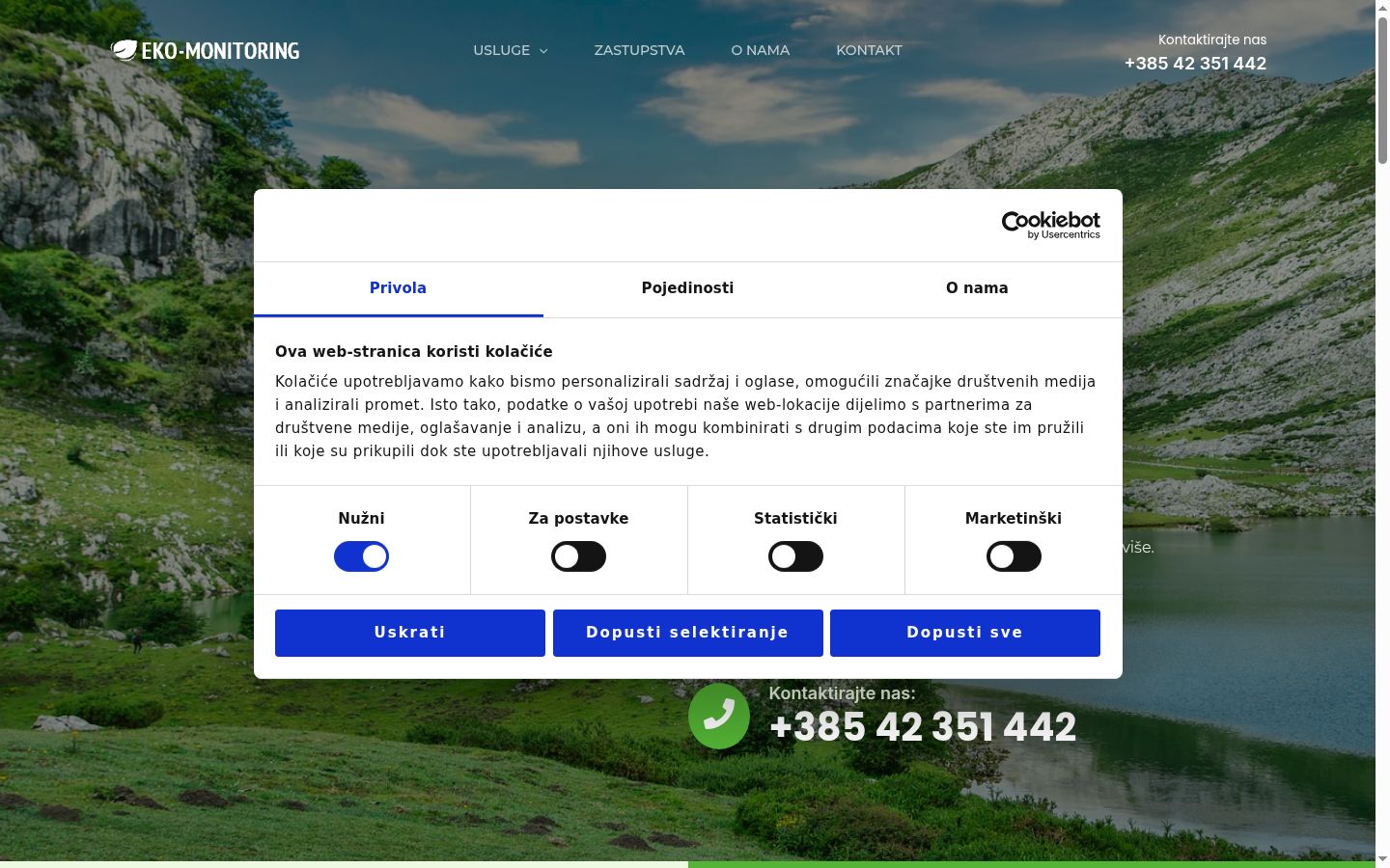 Snímka obrazovky banera súhlasu zobrazeného pred akoukoľvek interakciou