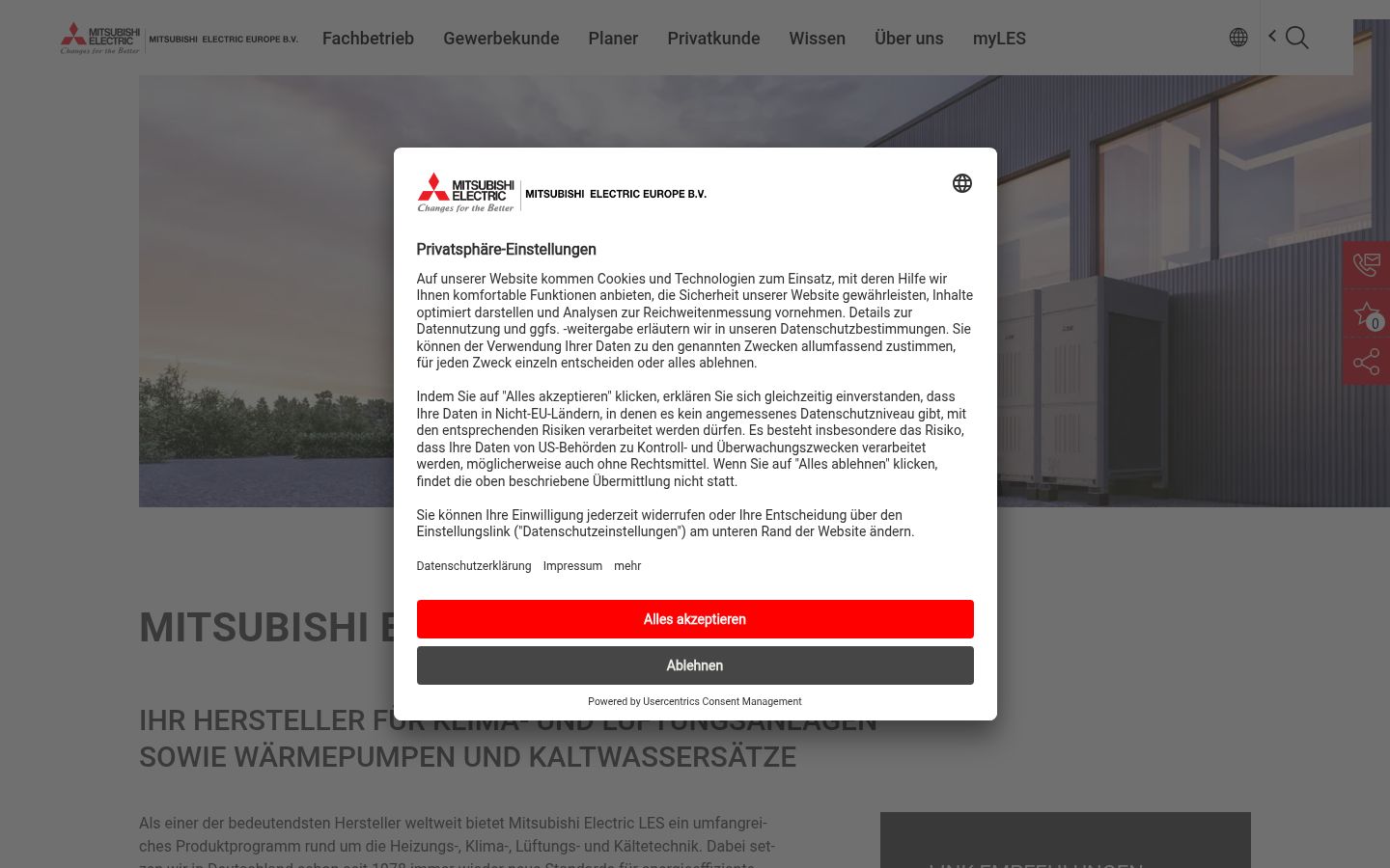 Screenshot van de toestemmingsbanner zoals getoond vóór enige interactie