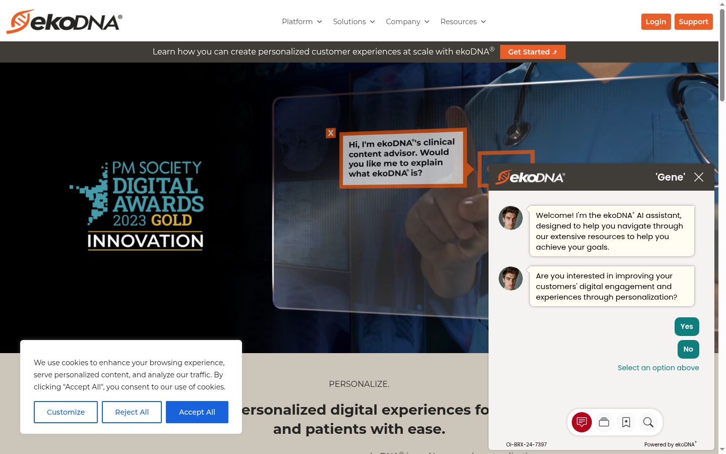 Screenshot of the consent banner shown before any interaction