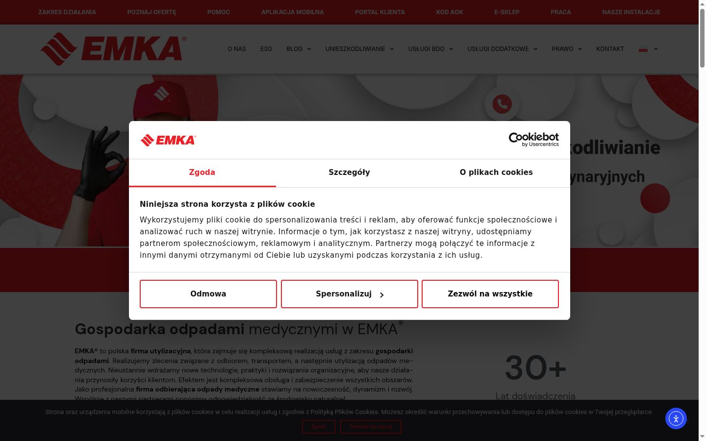 Posnetek zaslona pasice za privolitev, prikazane pred kakršno koli interakcijo