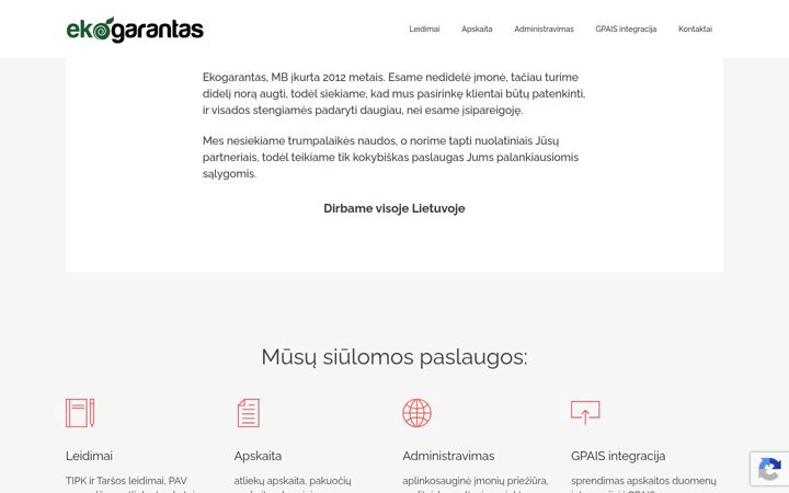 Screenshot ta' ekogarantas.lt