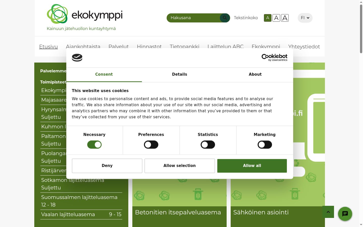 Screenshot of the consent banner shown before any interaction